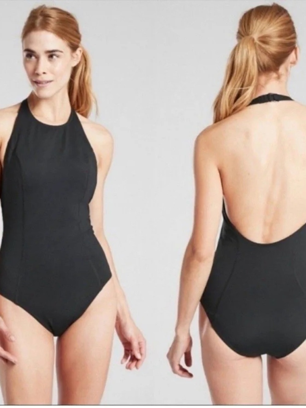 Athleta Black High-Neck Swimsuit LG EUC Offshore Paddle One Piece
